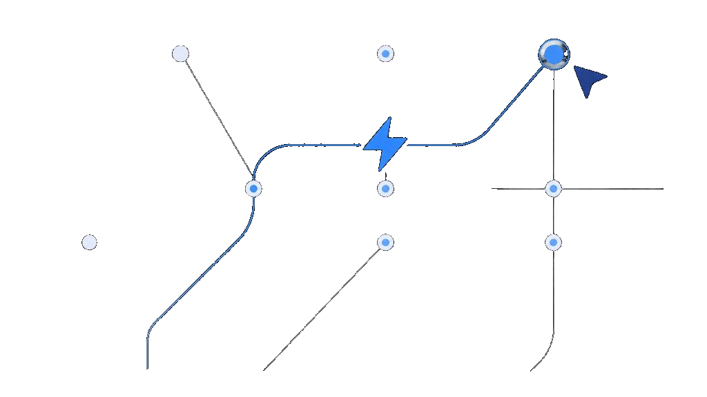Network path graphic representing uptime and retention